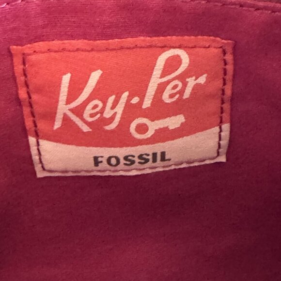 Vintage Fossil Key-Per Coated Leather Orange Tan Star Polka Dot Crossbody Bag - Picture 9 of 14